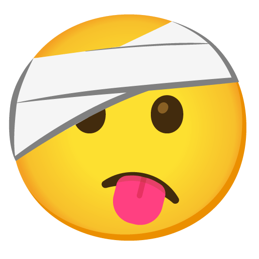 stuck out tongue face with head bandage