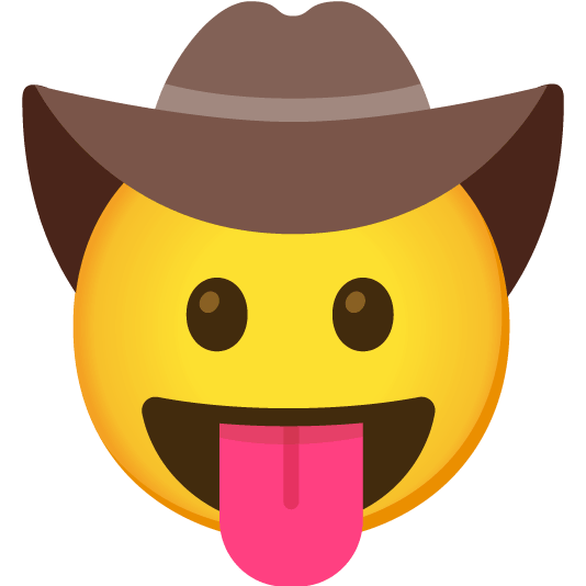 stuck out tongue face with cowboy hat