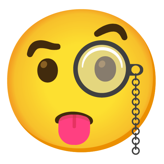 stuck out tongue face with monocle