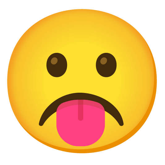 stuck out tongue white frowning face