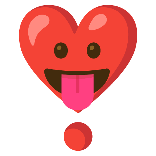 stuck out tongue heavy heart exclamation mark ornament