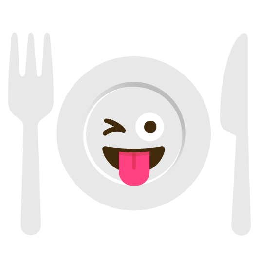 stuck out tongue winking eye knife fork plate