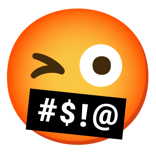 stuck out tongue winking eye face with symbols on mouth