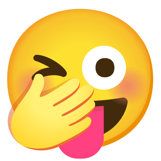 stuck out tongue winking eye face with hand over mouth