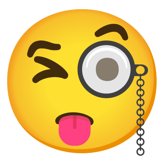 stuck out tongue winking eye face with monocle