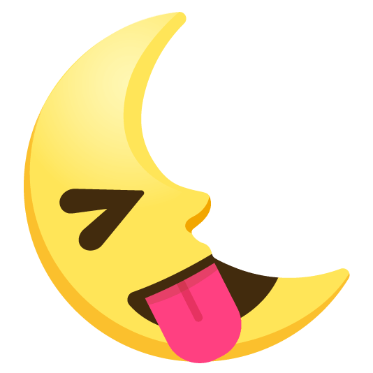 stuck out tongue closed eyes last quarter moon with face