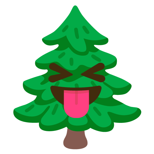 stuck out tongue closed eyes evergreen tree