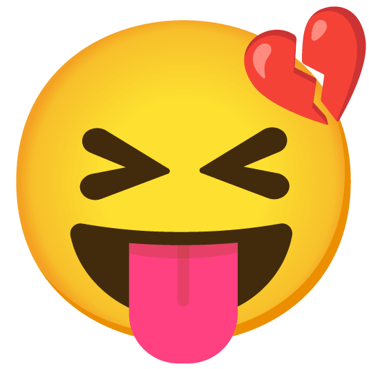 stuck out tongue closed eyes broken heart