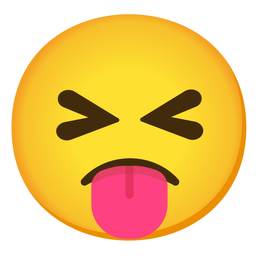 stuck out tongue closed eyes slightly frowning face
