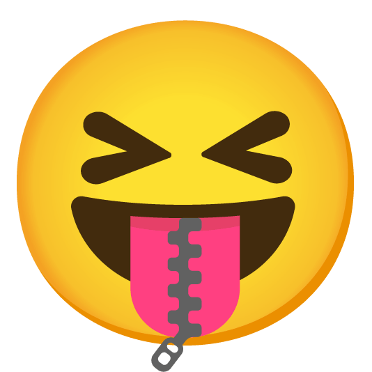 stuck out tongue closed eyes zipper mouth face