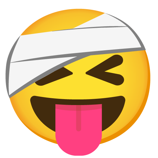 stuck out tongue closed eyes face with head bandage