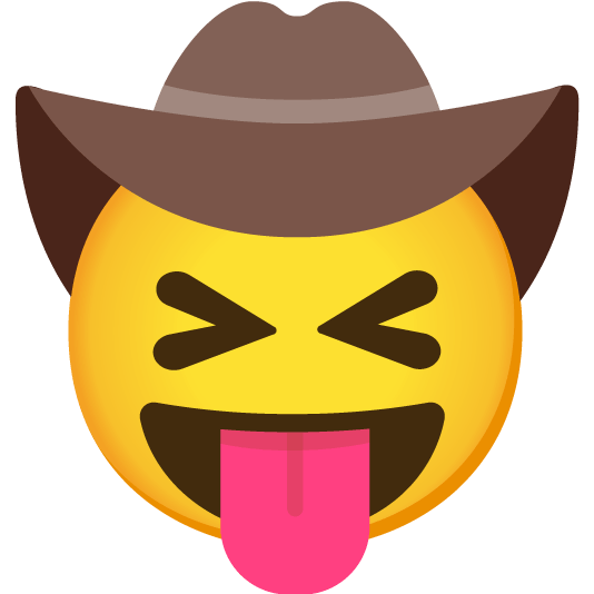 stuck out tongue closed eyes face with cowboy hat