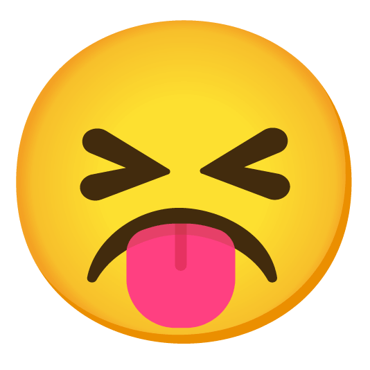 stuck out tongue closed eyes white frowning face