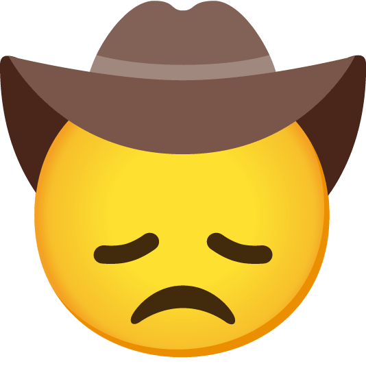 disappointed face with cowboy hat