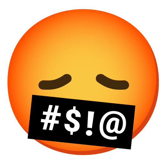 disappointed face with symbols on mouth