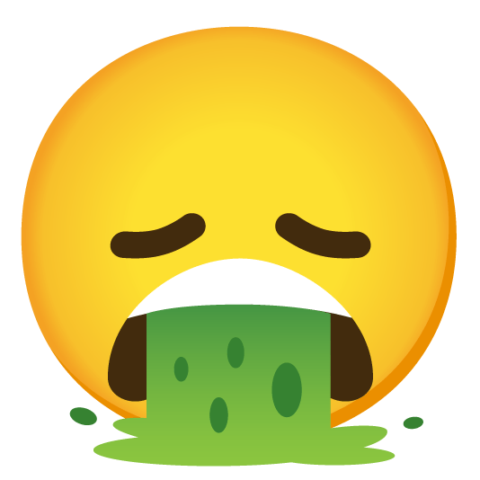 disappointed face vomiting