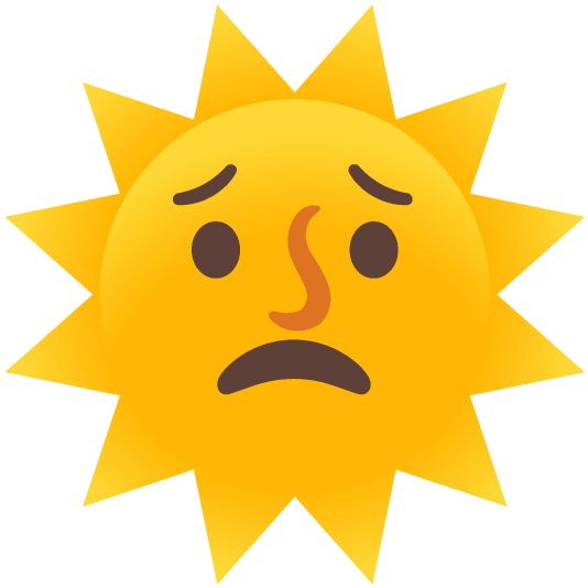 worried sun with face