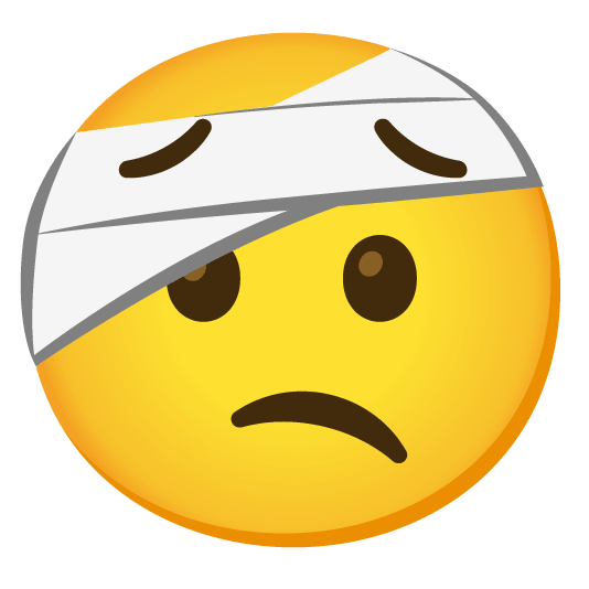 worried face with head bandage