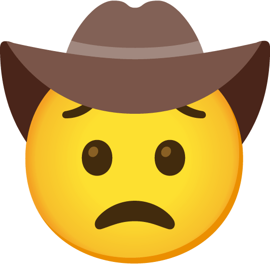 worried face with cowboy hat
