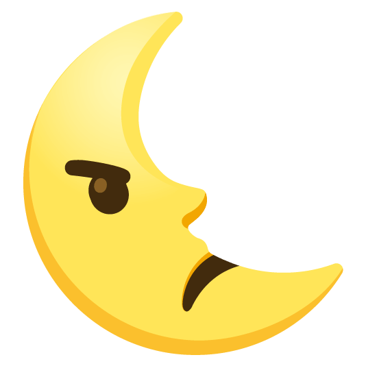angry last quarter moon with face