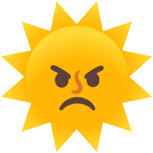 angry sun with face
