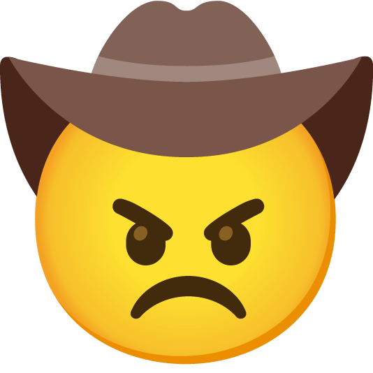 angry face with cowboy hat