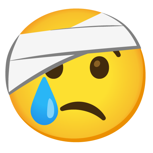 cry face with head bandage