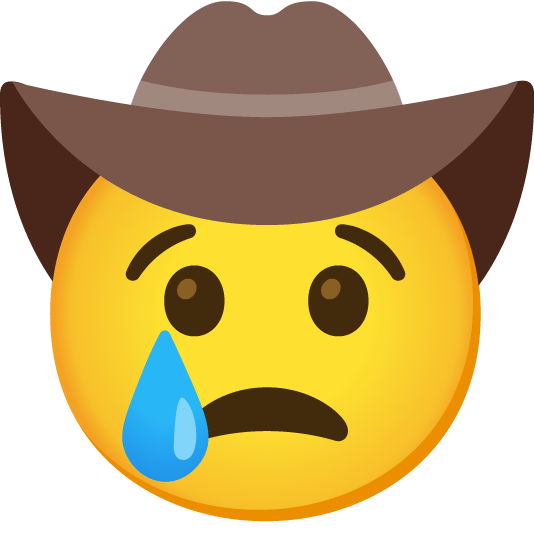 cry face with cowboy hat