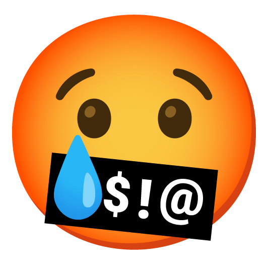 cry face with symbols on mouth
