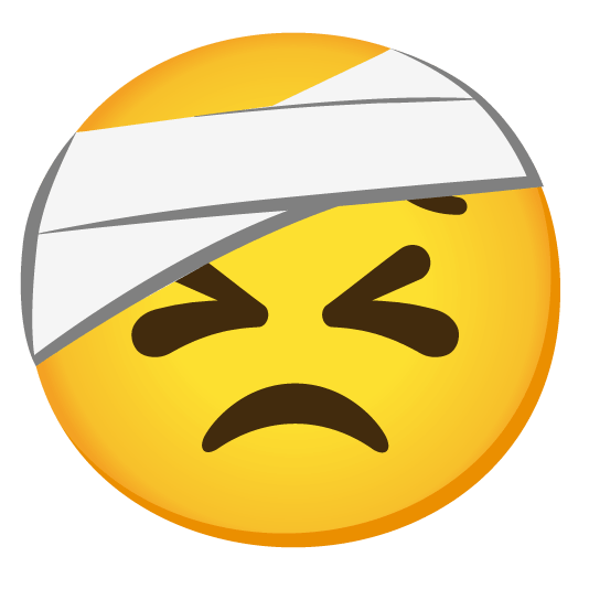 persevere face with head bandage