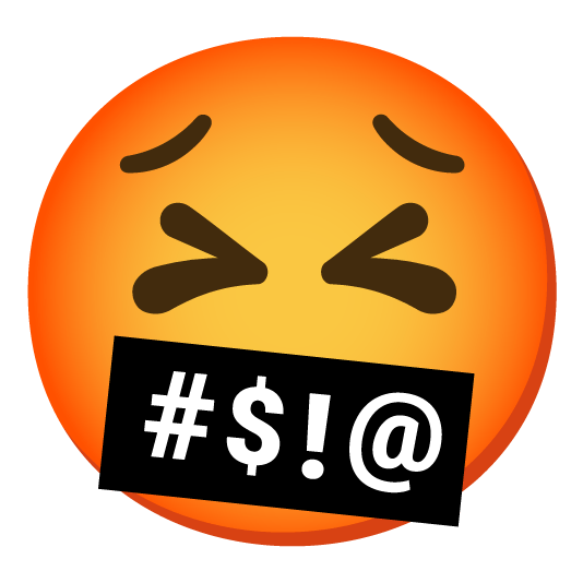 persevere face with symbols on mouth