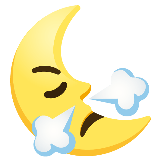 triumph last quarter moon with face