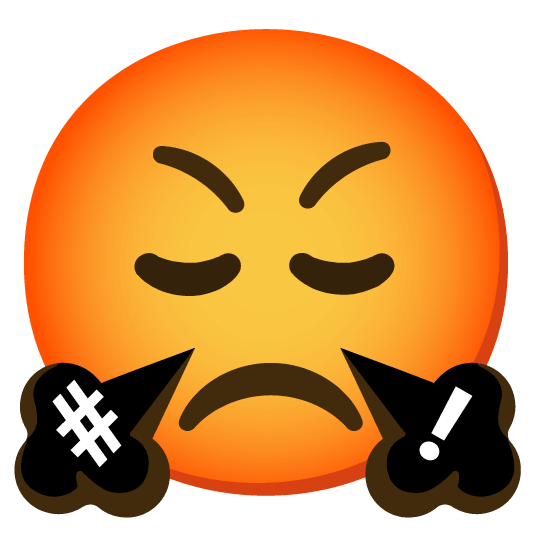 triumph face with symbols on mouth