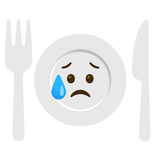 disappointed relieved knife fork plate