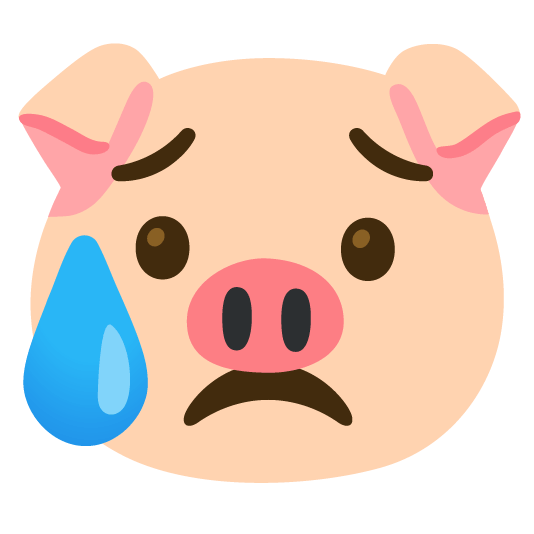 disappointed relieved pig