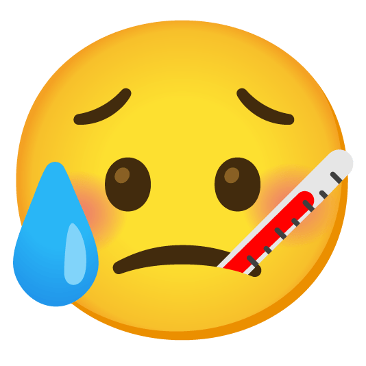disappointed relieved face with thermometer