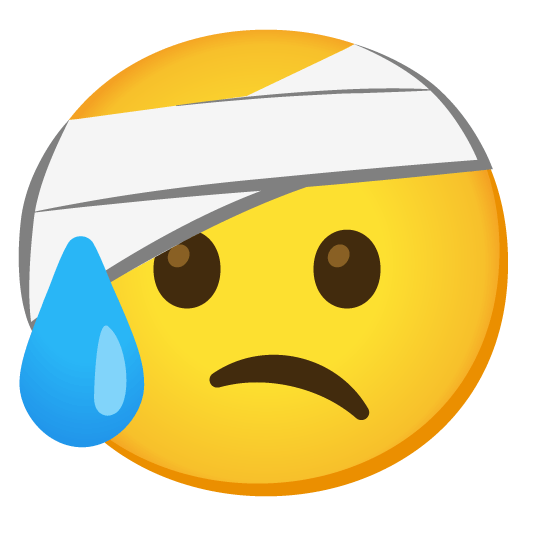 disappointed relieved face with head bandage