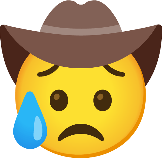 disappointed relieved face with cowboy hat