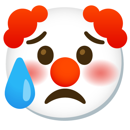 disappointed relieved clown face