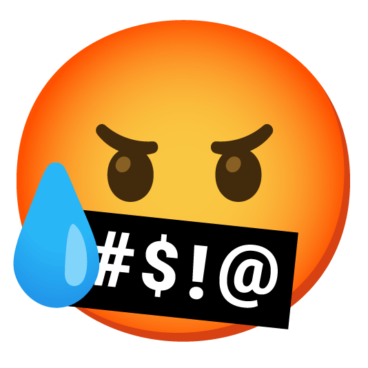 disappointed relieved face with symbols on mouth