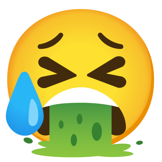 disappointed relieved face vomiting