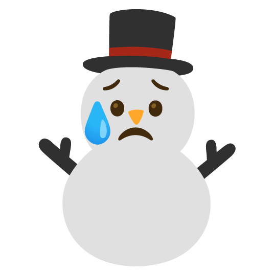 disappointed relieved snowman without snow
