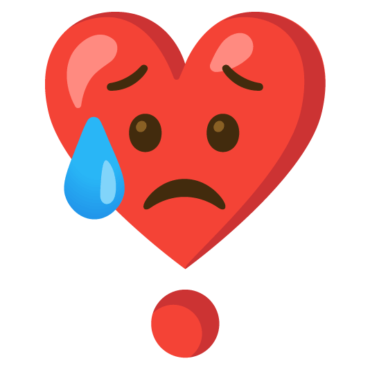 disappointed relieved heavy heart exclamation mark ornament