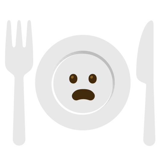 frowning knife fork plate