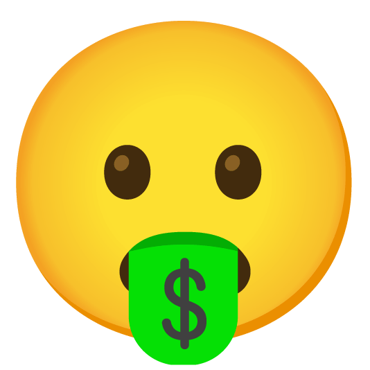 frowning money mouth face
