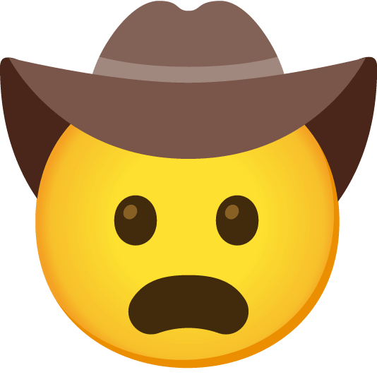 frowning face with cowboy hat