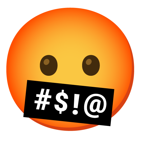 frowning face with symbols on mouth