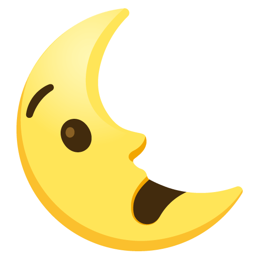 anguished last quarter moon with face