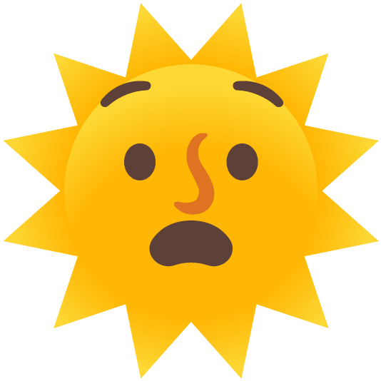 anguished sun with face