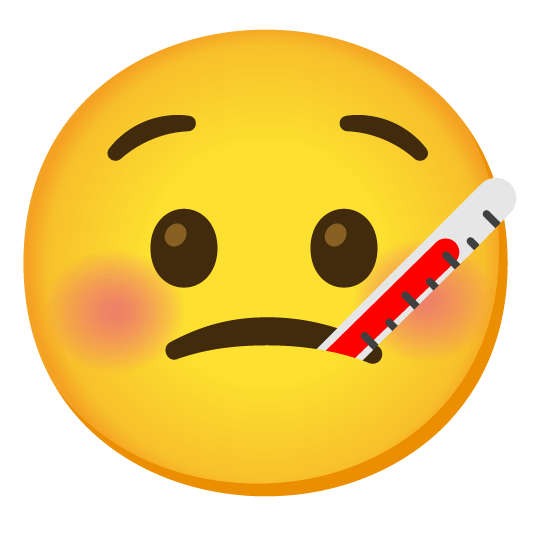 anguished face with thermometer